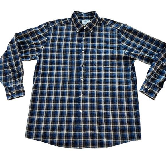 Southern Tide Mens Blue Grey Plaid Dress Shirt Long Sleeve Size Large - Picture 5 of 7